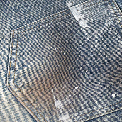 Men's Summer Gradient Splash Ink Washed Baggy Denim Shorts