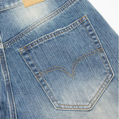 Men's Spring Gradient Blue Cat Whisker Balloon Denim Jeans
