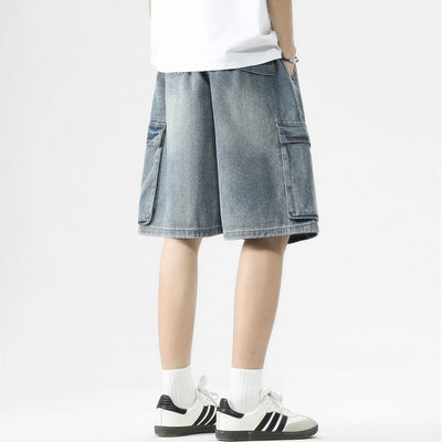 Men's Summer Light Wash Carpenter Baggy Denim Shorts