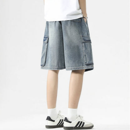Men's Summer Light Wash Carpenter Baggy Denim Shorts