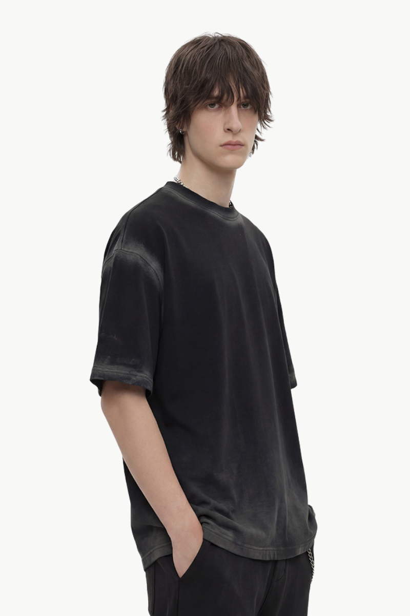 Men's Summer 280g Cotton Spray Wash Gradient Tee