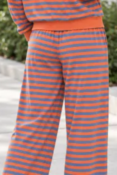 Women All Season Striped Straight Leg Lounge Pants