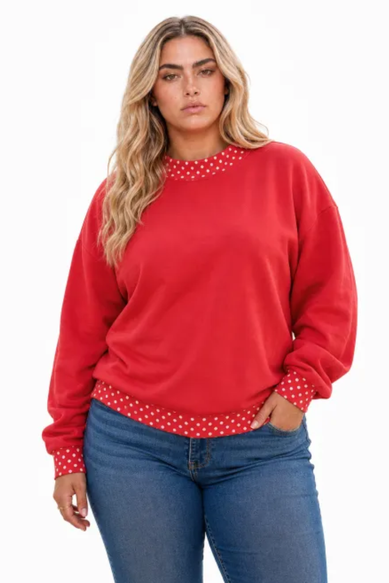 Women Fall Plus Size Contrast Drop Shoulder Sweatshirt