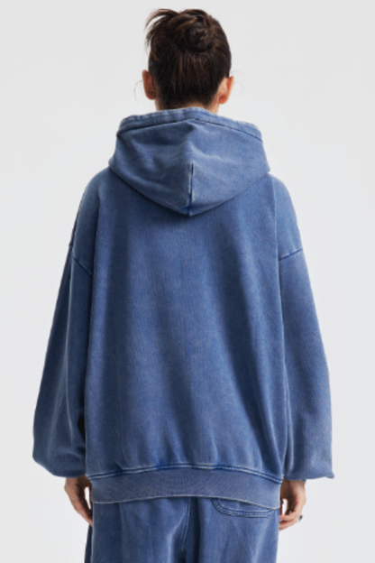 Women's Cotton Washed Distressed Front Pocket Hooded Jacket