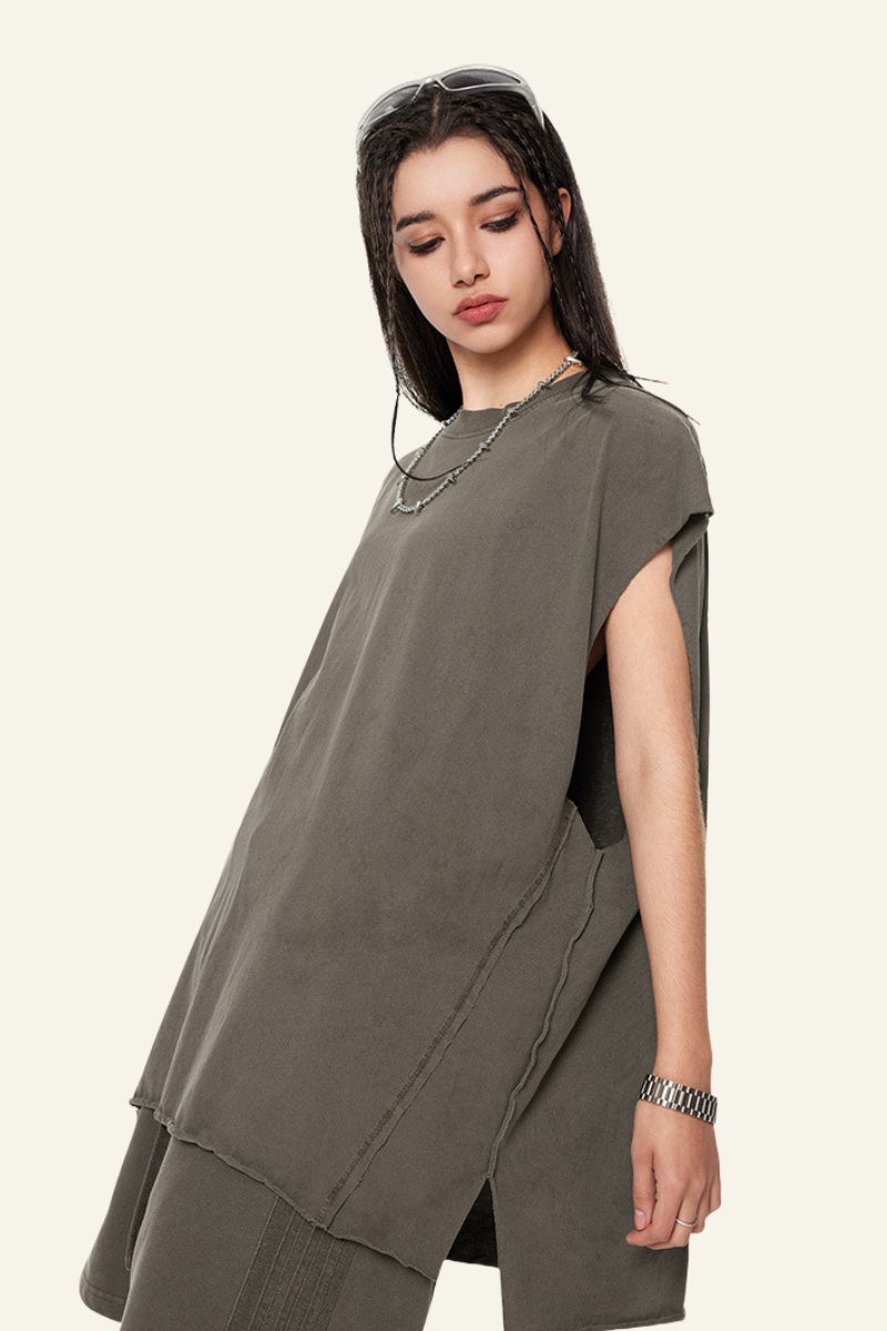 Women's Cotton 270 Heavyweight Washed Side Slit Tank Top