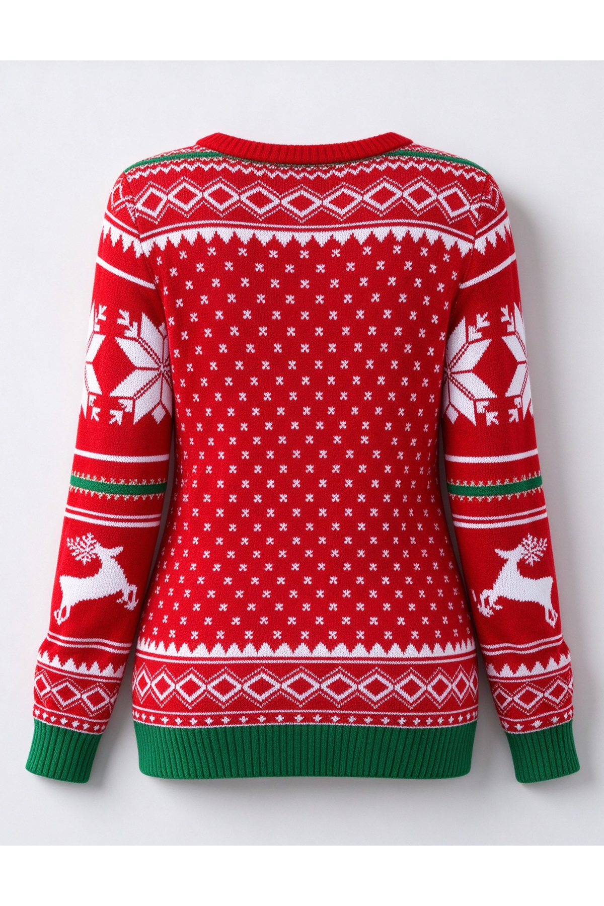 Women's Fall Christmas Red AOP Snowflake Knit Sweater