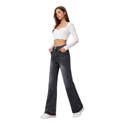 Women's Vintage Wash Stretch Straight Leg Jeans