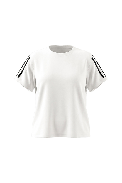 Women Summer Side Stripe Cropped Short Sleeve T Shirt
