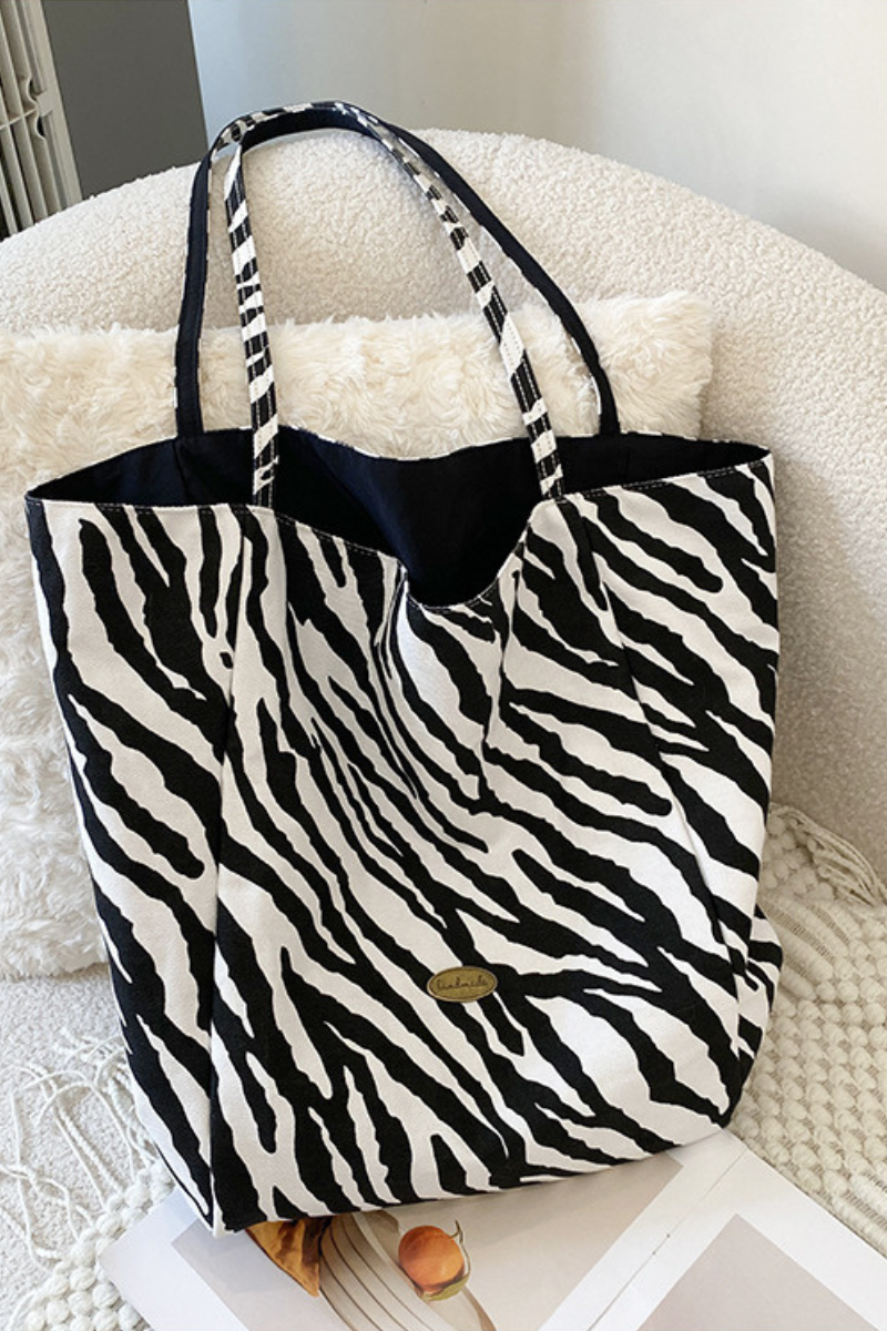 Women Fall Reversible Leopard Plaid Large Capacity Tote Bag