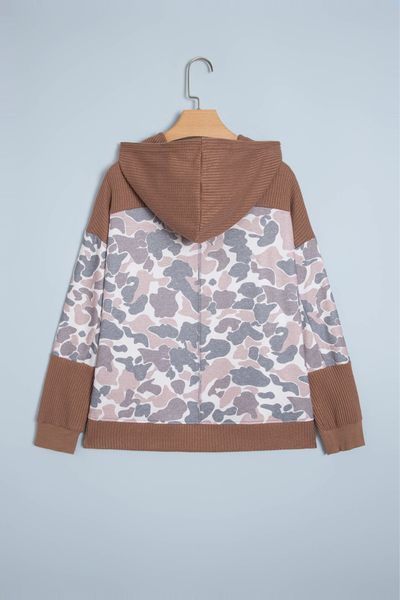 Women's Fall Camo Print Hooded Loose Long Sleeve Sweatshirt