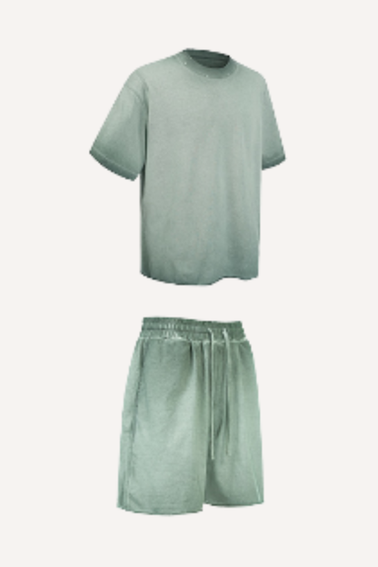 Men's 2026 Summer Washed Vintage Tee & Shorts Set
