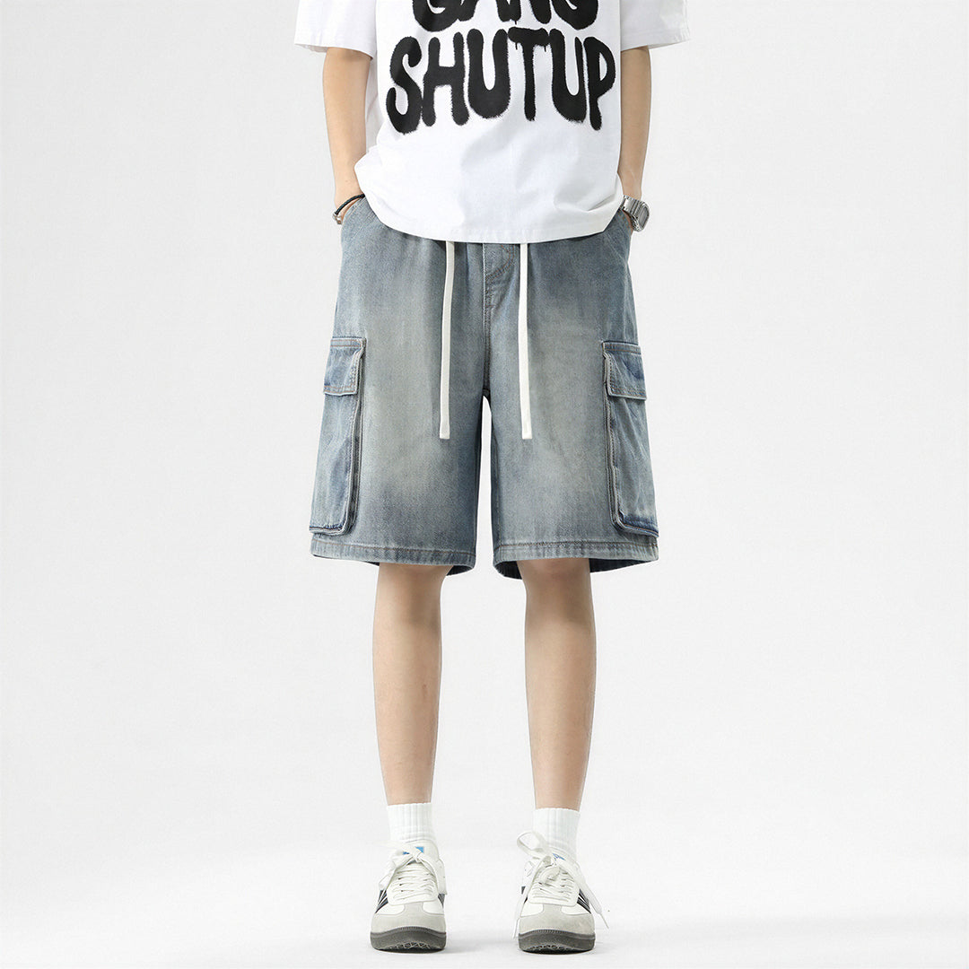 Men's Summer Light Wash Carpenter Baggy Denim Shorts