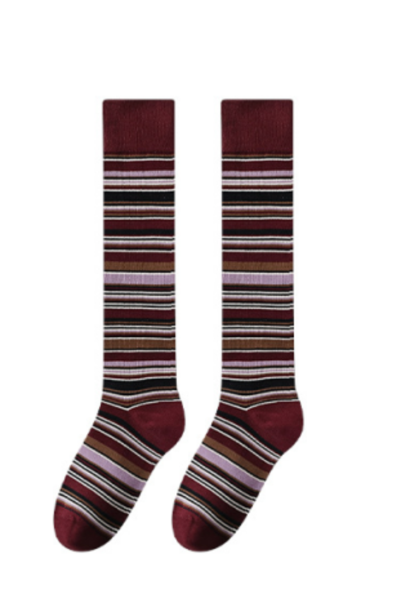 Unisex Fall Vintage Compression Striped Knee-High Socks