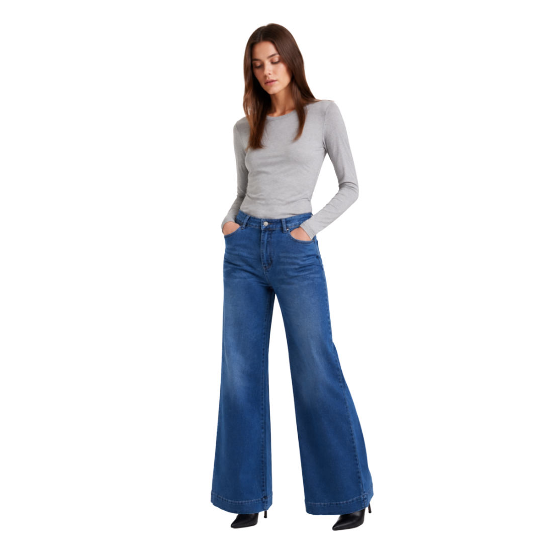 Women's High Waist Wide Leg Flare Jeans
