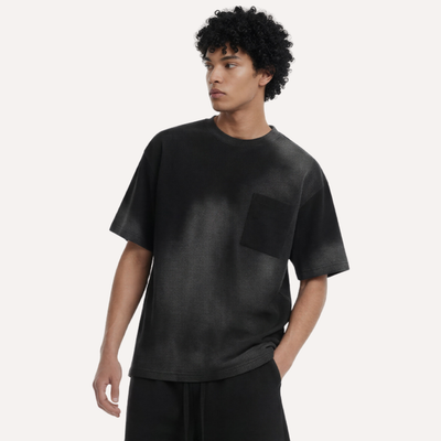 Men's Summer Lightweight Washed Raw Edge Tee & Shorts Set