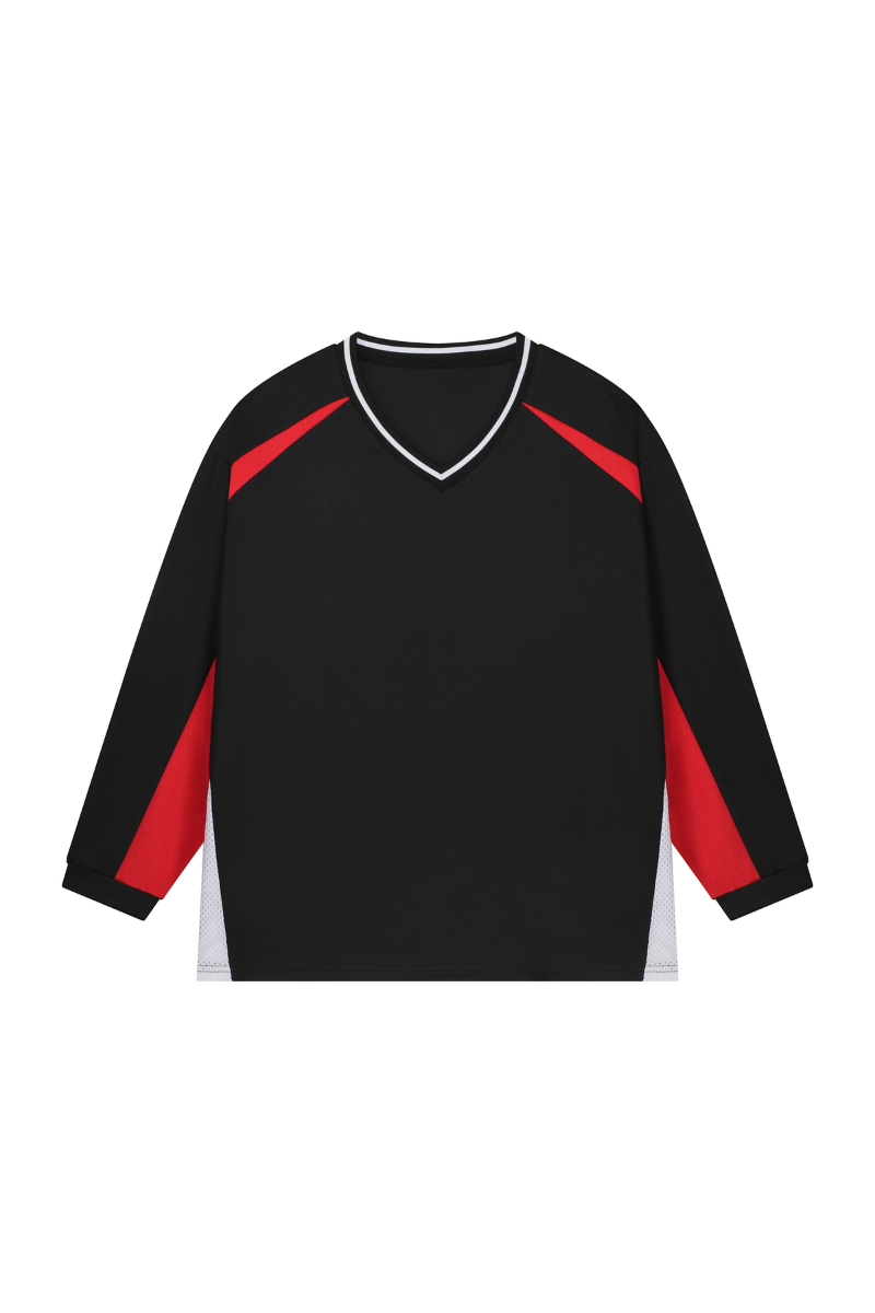 Men Spring Mesh Color Block Long Sleeve Soccer Jersey