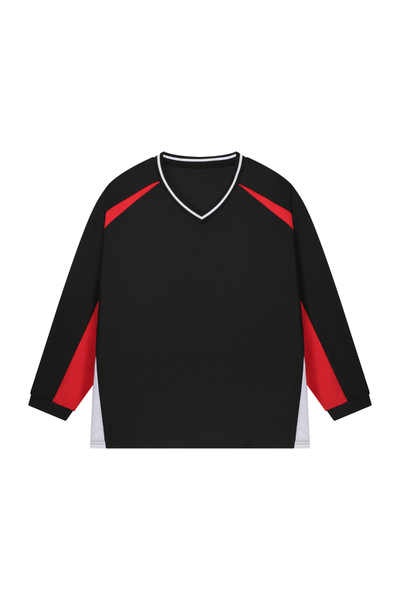 Men Spring Mesh Color Block Long Sleeve Soccer Jersey