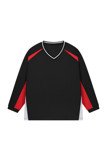Men Spring Mesh Color Block Long Sleeve Soccer Jersey
