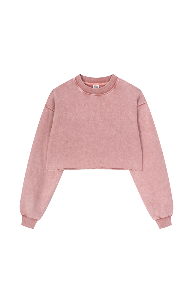 Women Fall Clothing Heavy Snow Washed Cropped Sweatshirt