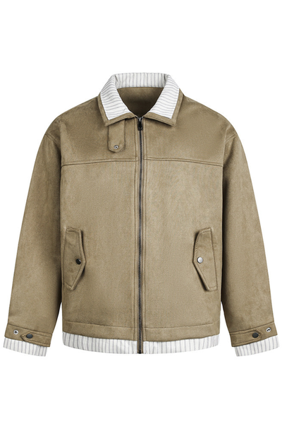Unisex Spring Cleanfit MockLayer Suede Cropped Jacket