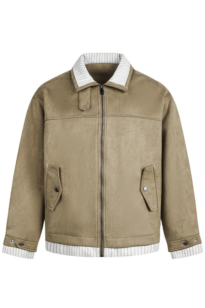 Unisex Spring Cleanfit MockLayer Suede Cropped Jacket
