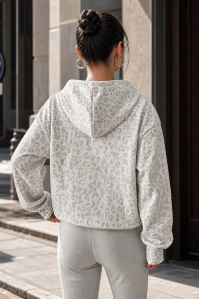 Women Fall Clothing Leopard Print Oversized Hoodie