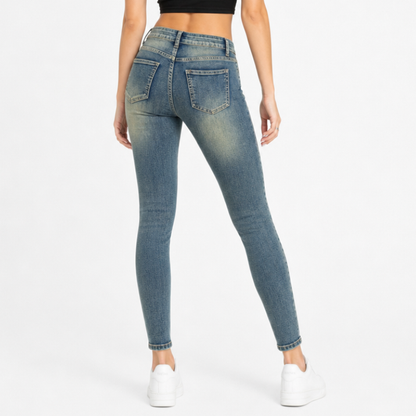 Women's Vintage Wash Stretch High Waist Skinny Jeans