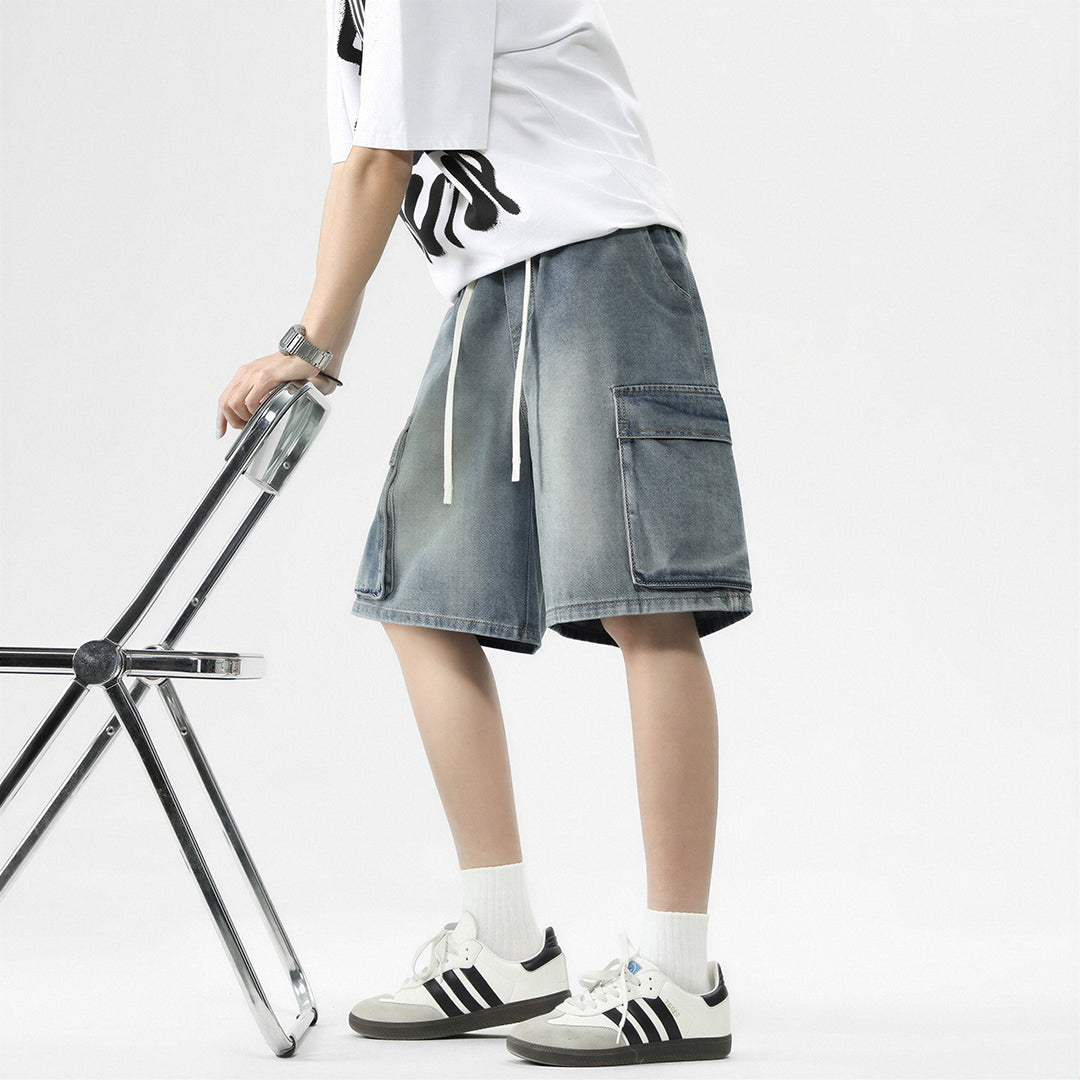 Men's Summer Light Wash Carpenter Baggy Denim Shorts