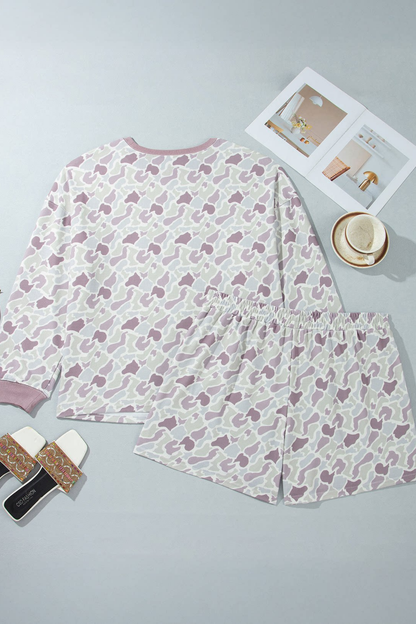 Women's Fall Camo Print 2 Piece Outfit Plus Size Casual Set