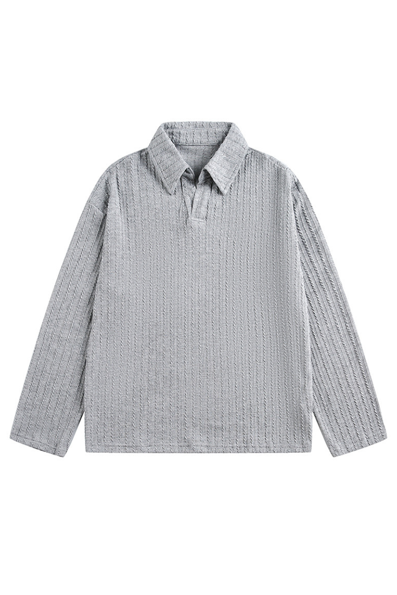 Unisex Spring Old Money Textured Stripe Knit Polo
