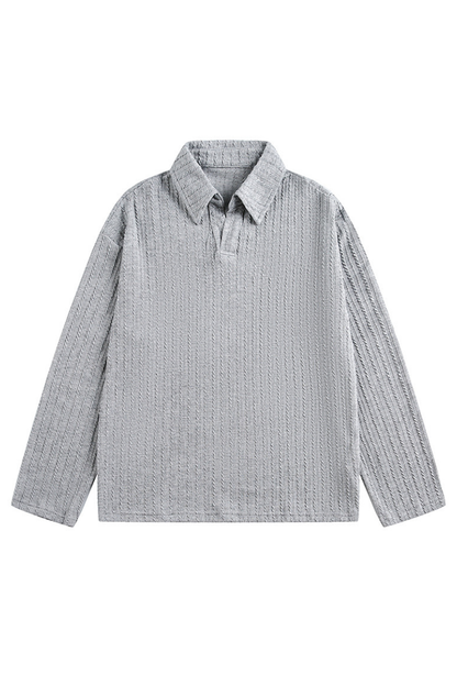 Unisex Spring Old Money Textured Stripe Knit Polo