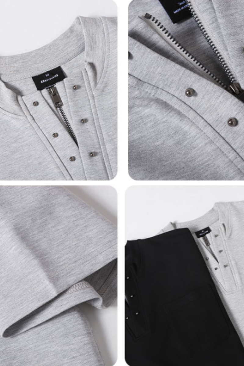 Men's Summer Cleanfit Zip Henley Button Solid Tee
