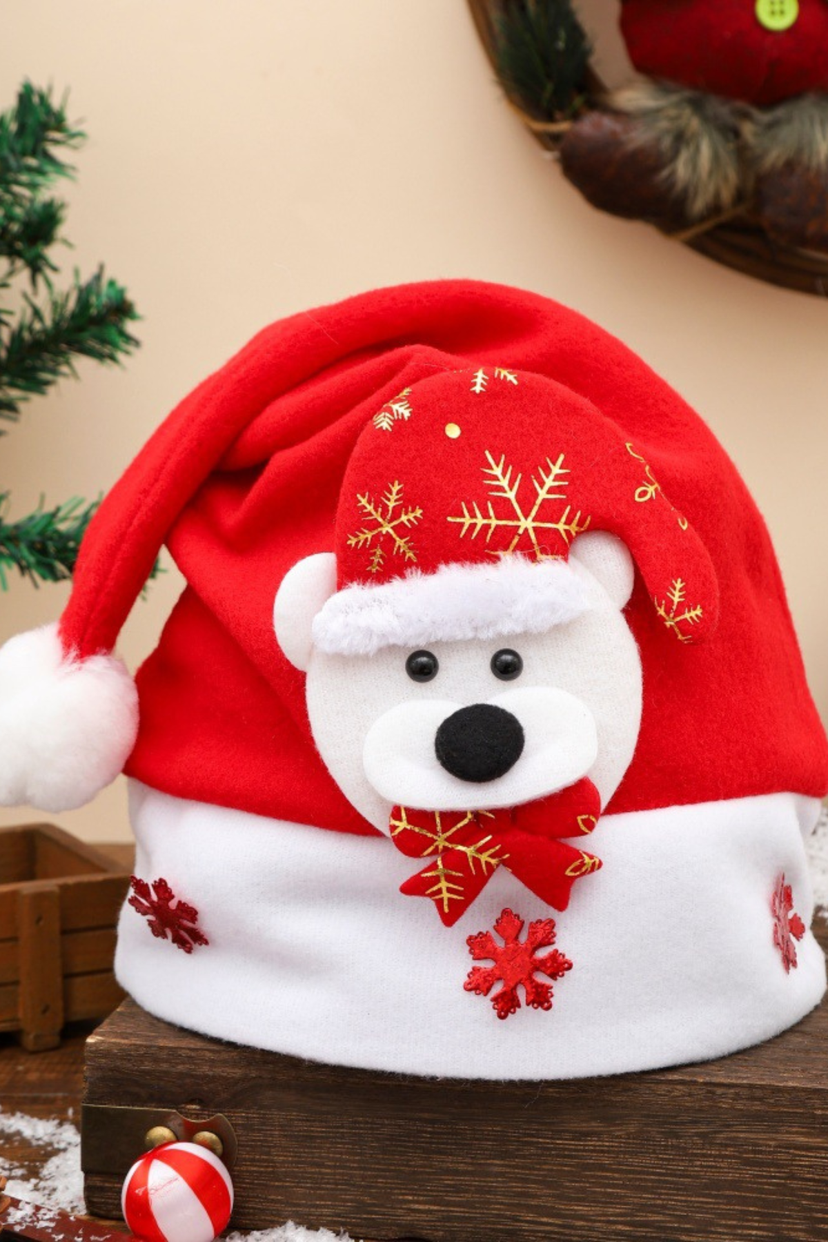 Unisex Winter Christmas 3D Santa Red Plush Party Hat