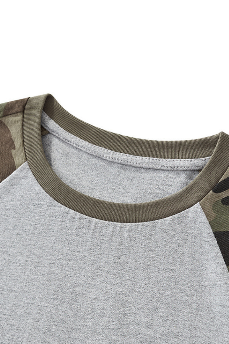 Women's Summer Y2K Camo Raglan Colorblock Crop Tee