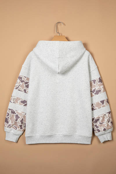 Women Fall Clothing Oversized Camo Patchwork Hoodie