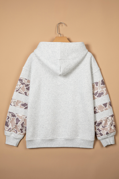Women Fall Clothing Oversized Camo Patchwork Hoodie