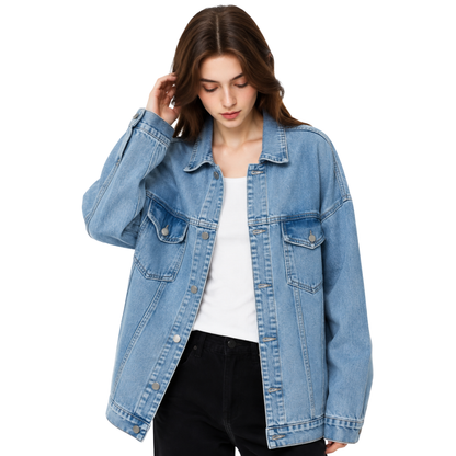 Women's Oversized Drop Shoulder Denim Jacket
