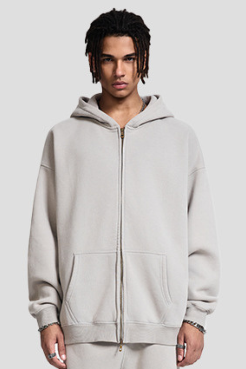Men's Fall Winter 360g Washed Batik Fleece Loose Hoodie