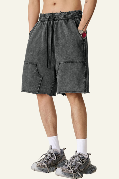 Men's Cotton Streetwear Vintage Tie-Dye Patchwork Shorts
