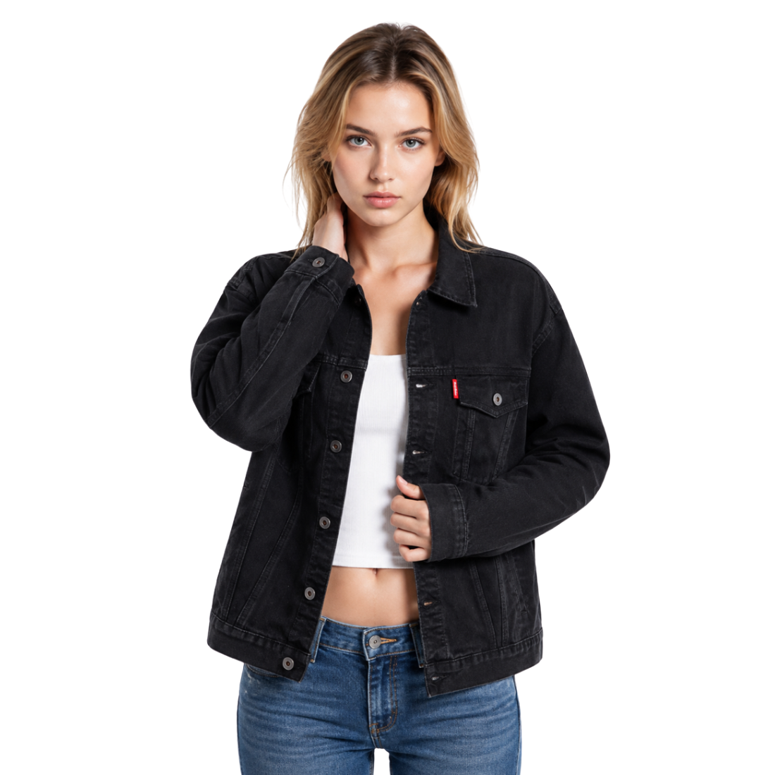 Women's Classic Black Denim Jacket