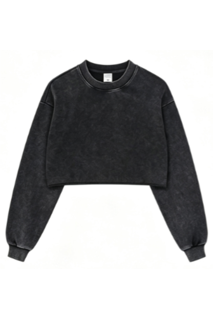 Women's Fall Snow-Wash Vintage Cropped Crewneck Sweatshirt