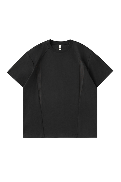 Men's Summer Raglan Mesh-Panel Oversized Athletic T-Shirt