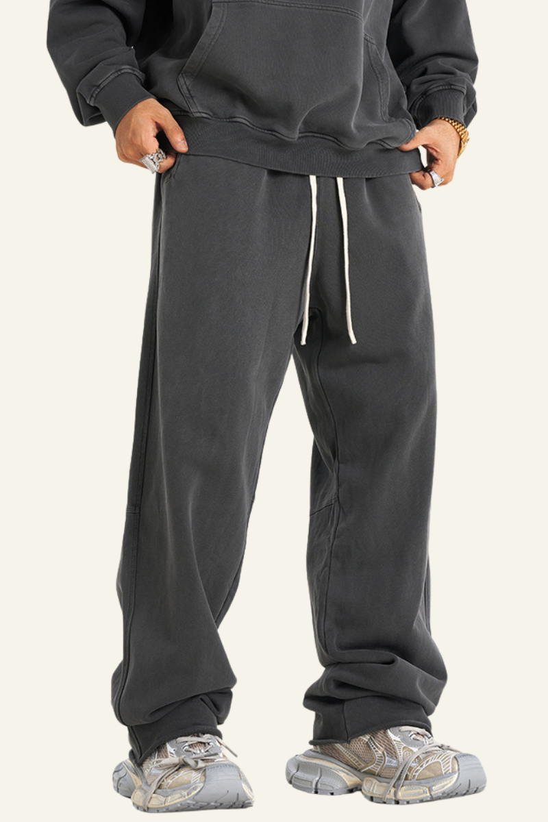 Men's Heavyweight Washed Cotton Athletic Wear Pants
