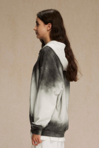 Women's Cotton Gradient-Dyed Vintage  Full-Zip Hooded Jacket