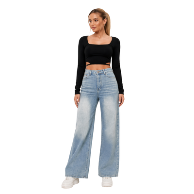 Women's Light Wash Baggy High Waist Wide Leg Jeans