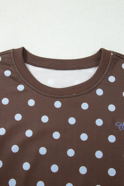 Women's Fall Polka Dot Skirted Drawstring 2 Piece Set