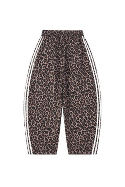 Men's Fall Winter Vintage Leopard Curved-Leg Sweatpants