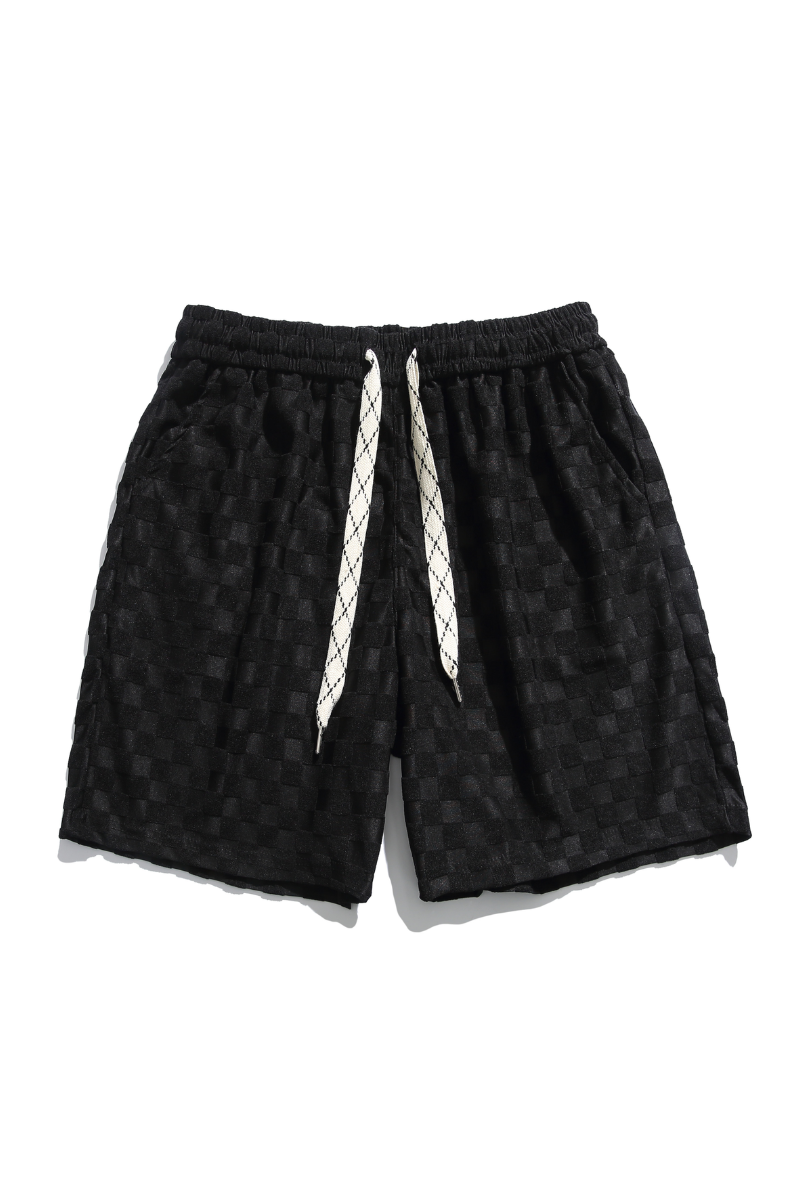 Men's Summer 3D Bubble-Grid Drawstring Casual Knee Shorts