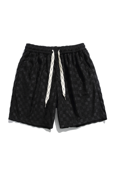 Men's Summer 3D Bubble-Grid Drawstring Casual Knee Shorts