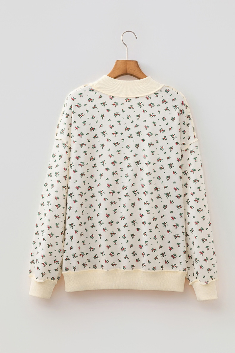 Women Fall Clothing Ditsy Floral Oversized Sweatshirt